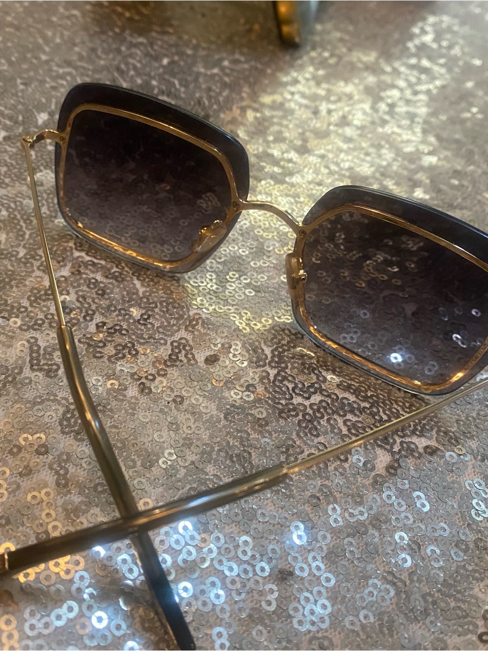 Krewe Green and Gold Square Women's Rimless Sunglasses